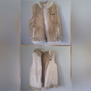 Patagonia Reversible Sherpa Vest in Cream and Tan